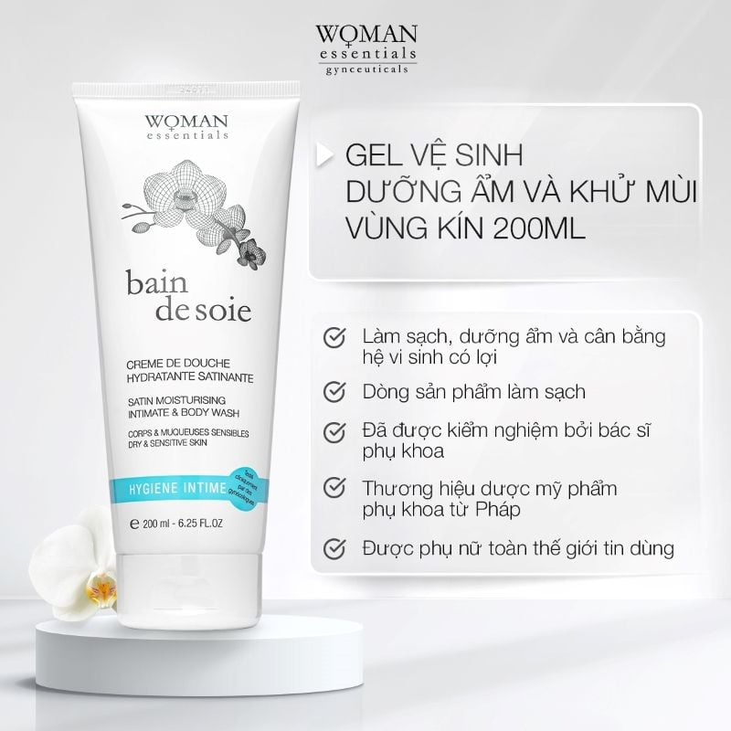 Gel vệ sinh dưỡng ẩm vùng kín Woman Essentials Bain de soie 200ml