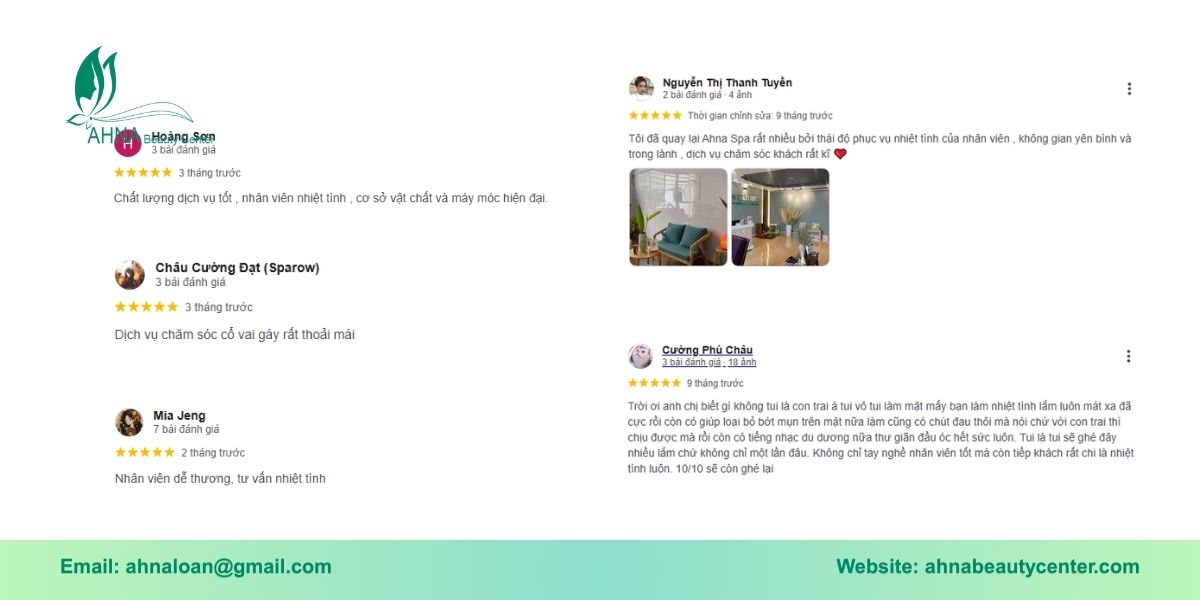 Đánh giá thực tế từ khách hàng đã trải nghiệm tại AHNA Beauty